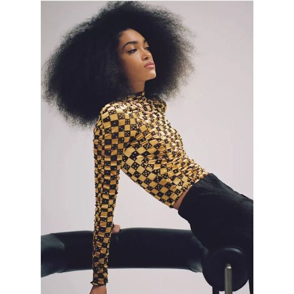 Urban Outfitters Natalia Burnout Mock Neck Top- NWT - Picture 1 of 4